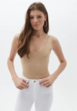 OXXO Donna MIT ECKIGEM AUSSCHNITT - Top - Mottled Beige