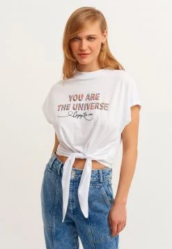 OXXO Donna MIT KNOTENDETAIL - T-shirt Con Stampa - White