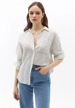 OXXO Donna Camicia - Black White Stripe