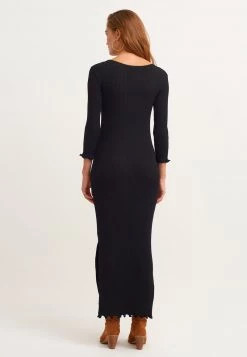 OXXO Donna FIGURBETONENDES MIT MODISCHEM RIPPENSTRICK - Vestito Lungo - Black -Negozio al dettaglio Oxxo 2d6dec551b17441691185f24139c1623