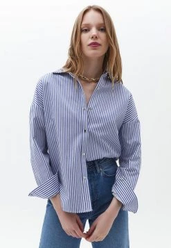 OXXO Donna STREIFEN MIT MODISCHEN KNÖPFEN - Camicia - Deep Water Stripe