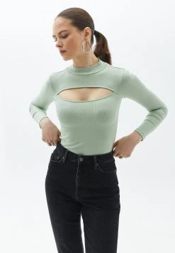 OXXO Donna MIT CUT OUT DETAIL - Maglietta A Manica Lunga - Smoke Green -Negozio al dettaglio Oxxo 39a59debd6004aa0bf147f792426f29c
