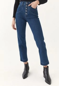 OXXO Donna HOHER TAILLE - Jeans Bootcut - Dark Denim