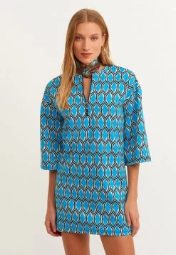 OXXO Donna MIT RETRO MUSTERUNG - Vestito Estivo - Blue