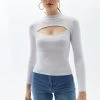 OXXO Donna MIT CUT OUT DETAIL - Maglietta A Manica Lunga - White