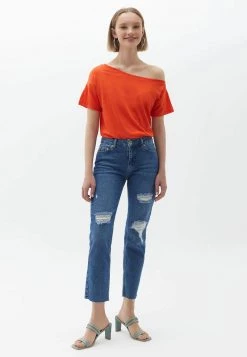 OXXO Donna MIT WEITEM SCHNITT - T-shirt Basic - Tangerine Tango