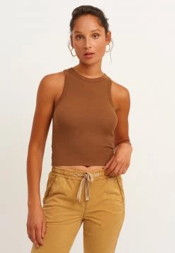 OXXO Donna ELASTISCHES MIT FEINER RIPPENSTRUKTUR - Top - Brownish