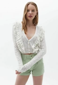 OXXO Donna VOLANT DETAILS - Cardigan - Ice Milk