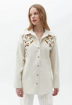 OXXO Donna MIT LOCHMUSTERUNG - Camicia - Naturel