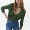 OXXO Donna VOLANT DETAILS - Cardigan - Loden Forest