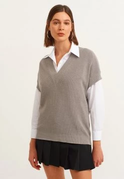 OXXO Donna MIT FEINER STRICKOPTIK - T-shirt Basic - Grey Melange -Negozio al dettaglio Oxxo 7792f163d4d145b29f1957617bfeebca