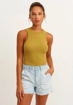 OXXO Donna ELASTISCHES MIT FEINER RIPPENSTRUKTUR - Top - Asparagus