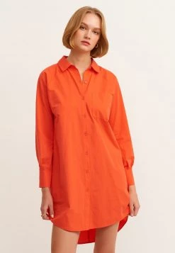 OXXO Donna MIT VERLÄNGERTER FORM - Abito A Camicia - Mandarin Red