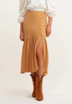 OXXO Donna WEICH FLIESSENDER MIT VOLANTDETAIL - Gonna A Campana - Biscuit