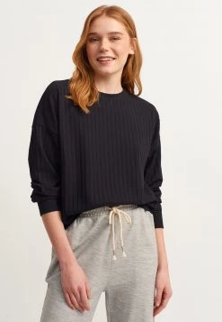 OXXO Donna MIT FIGURUMSPIELENDEM LOOK - Maglietta A Manica Lunga - Black