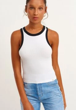 OXXO Donna ELASTISCHES MIT FEINER RIPPENSTRUKTUR - Top - White/black -Negozio al dettaglio Oxxo 8876c1c35e39427a9c32f873a24480a9