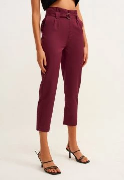 OXXO Donna MIT PAPERBAG BUND - Pantaloni - Dark Purple
