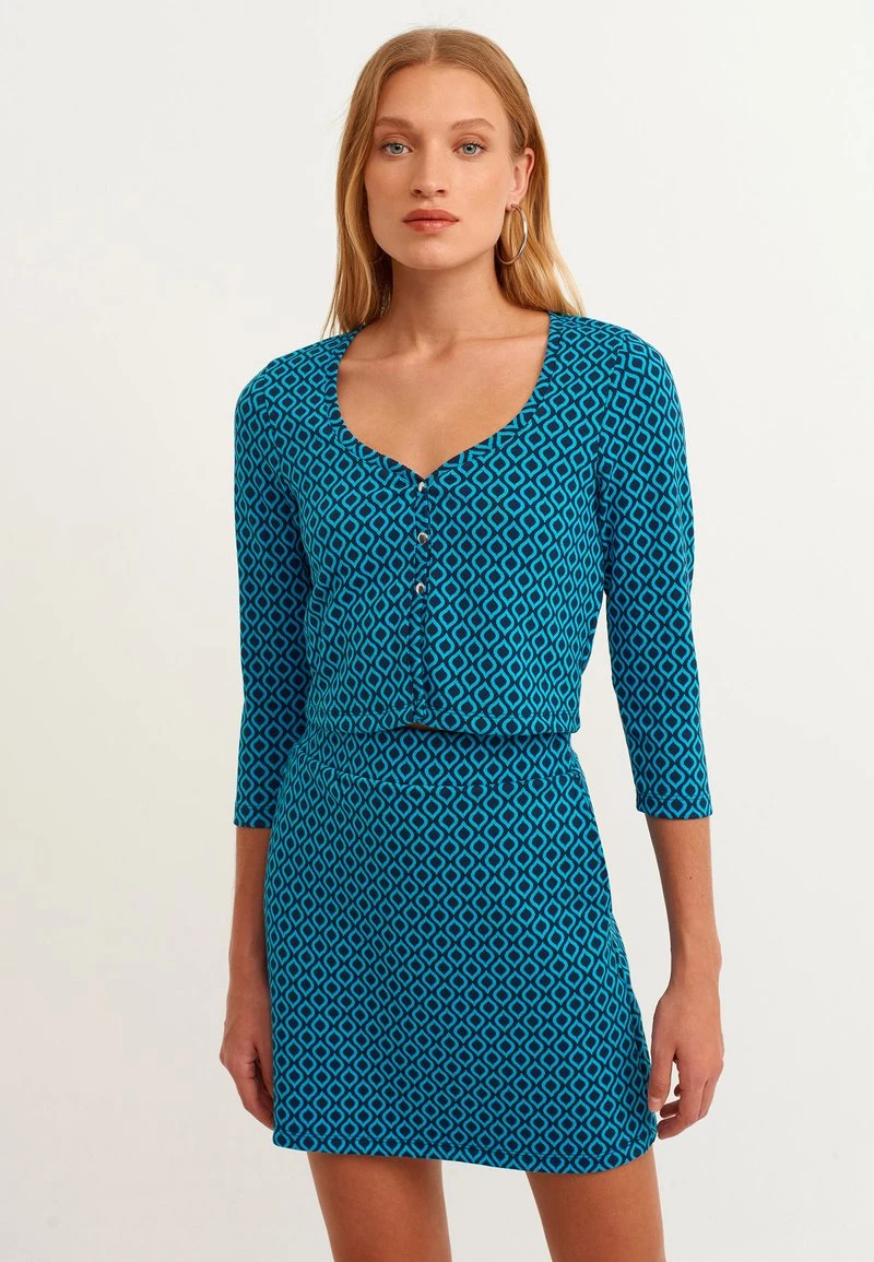 OXXO Donna MIT RETRO MUSTERUNG - Cardigan - Blue Comb 3 OXXO Donna MIT RETRO MUSTERUNG - Cardigan - Blue Comb