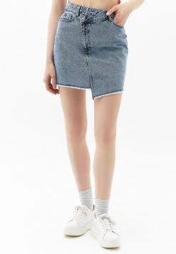 OXXO Donna MIT BINDEDETAIL - Gonna Di Jeans - Bleach Denim