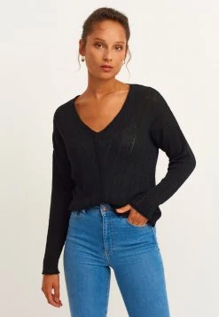 OXXO Donna MIT MODISCHER STRICKMUSTERUNG - Abito In Maglia - Black