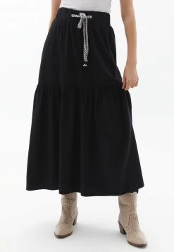 OXXO Donna MIT STUFENVOLANT - Gonna Lunga - Black