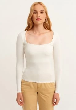 OXXO Donna MIT WEITEM AUSSCHNITT - Maglietta A Manica Lunga - Ice Milk