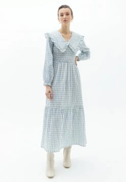 OXXO Donna KARIERTES MIT VOLANT DETAILS - Vestito Lungo - Mix Comb