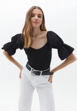 OXXO Donna MIT BALLONÄRMELN - Camicetta - Black