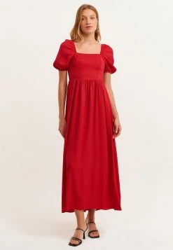 OXXO Donna MIT JAQUARD MUSTER - Vestito Lungo - Urban Red