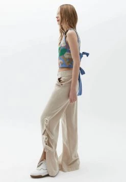 OXXO Donna WEIT GESCHNITTENE MIT BINDEDETAILS - Pantaloni - Antik Cement -Negozio al dettaglio Oxxo b857a11a3a1749c5a7827945bb6ab8ae