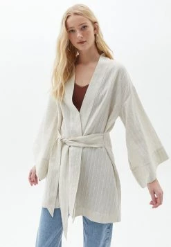 OXXO Donna MIT BINDEGÜRTEL - Cardigan - Naturel