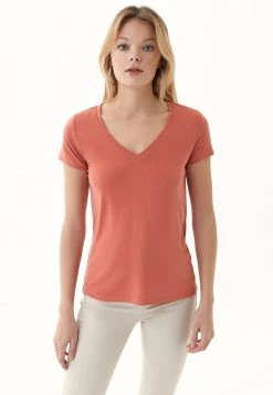OXXO Donna MIT V AUSSCHNITT - T-shirt Basic - Ginger