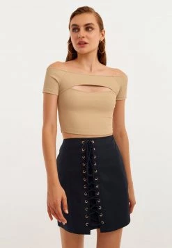 OXXO Donna MIT CUTOUT DETAIL - Camicetta - Pecan