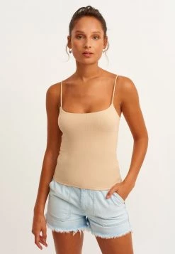 OXXO Donna SPAGETTIE MIT FEINER RIPPENSTRUKTUR - Top - Pecan