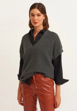 OXXO Donna MIT FEINER STRICKOPTIK - T-shirt Basic - Anthra Melange 8 OXXO Donna MIT FEINER STRICKOPTIK - T-shirt Basic - Anthra Melange -Negozio al dettaglio Oxxo ca874738019043be9387df2c226d2d25