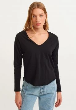 OXXO Donna LANGARM - Maglietta A Manica Lunga - Black