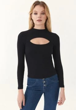 OXXO Donna MIT CUT OUT DETAIL - Maglietta A Manica Lunga - Black