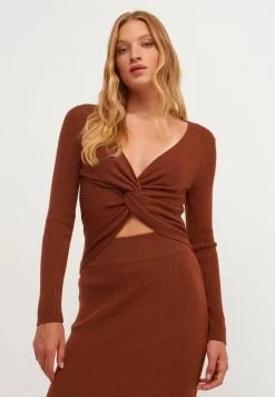 OXXO Donna CROPPED TWIST FRONT - Maglione - Dark Lori