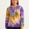 OXXO Donna Felpa Con Cappuccio - Grape Jelly Batik
