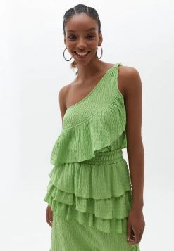 OXXO Donna WITH FLOUNCE DETAIL - Camicetta - Bright Lime Green