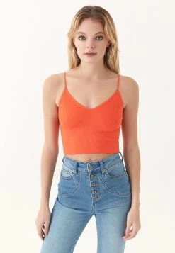 OXXO Donna SCHMALEN TRÄGERN - Top - Mandarin Red