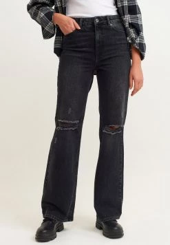OXXO Donna MIT USED DETAILS - Jeans Bootcut - Black Denim