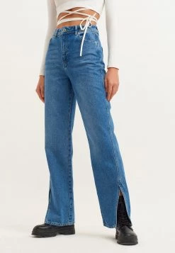 OXXO Donna MIT MODISCHEN SCHLITZEN - Jeans A Zampa - Blue Denim
