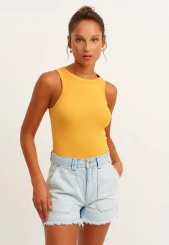 OXXO Donna ELASTISCHES MIT FEINER RIPPENSTRUKTUR - Top - Cheddar -Negozio al dettaglio Oxxo e9f712954d5744ce970ade618f1aeab4