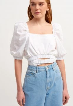 OXXO Donna MIT ELASTISCHEM DETAIL - Camicetta - White -Negozio al dettaglio Oxxo ea294ff0c9924305b2c81897df222047