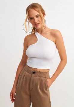 OXXO Donna MIT GERIPPTER OPTIK - Top - White