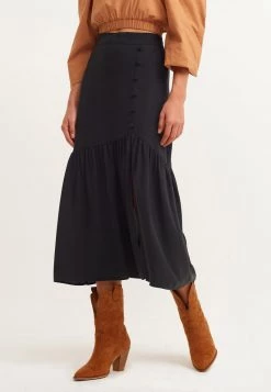 OXXO Donna WEICH FLIESSENDER MIT VOLANTDETAIL - Gonna A Campana - Black