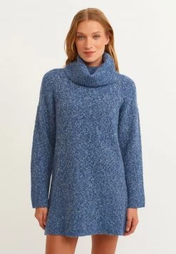 OXXO Donna MIT VERLÄNGERTER FORM - Abito In Maglia - Blue Bells Melange