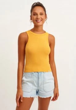 OXXO Donna ELASTISCHES MIT FEINER RIPPENSTRUKTUR - Top - Cheddar