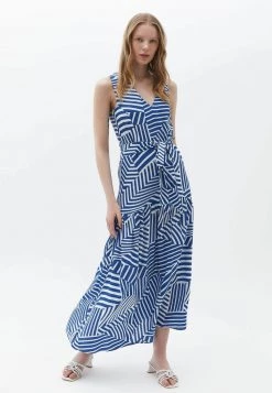 OXXO Donna V NECK WITH TIE UP DETAIL - Vestito Estivo - Stripe Comb